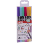 Apli Brush Marker marker do malowania z dwoma końcówkami pastelowy 6 sztuk, zestaw