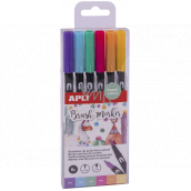 Apli Brush Marker marker do malowania z dwoma końcówkami pastelowy 6 sztuk, zestaw