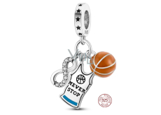 Zawieszka ze srebra 925 Basketbol - nieskończona miłość 3w1, charms do bransoletki sport
