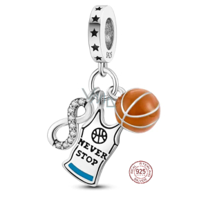Zawieszka ze srebra 925 Basketbol - nieskończona miłość 3w1, charms do bransoletki sport