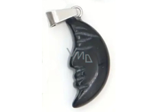 Achat szary Księżyc naturalny kamień, ręcznie szlifowana figurka 2,2 x 10 mm, przynosi do życia spokój