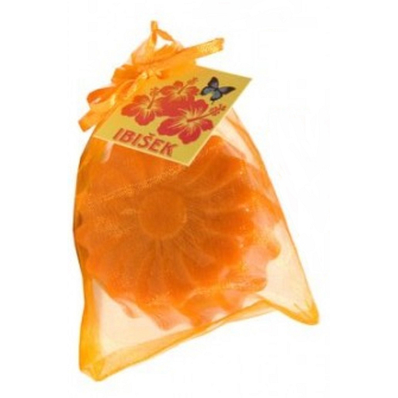 Soaptree Ibišek luxusní mýdlo s mandlovým olejem v organzovém sáčku Květina 80 g