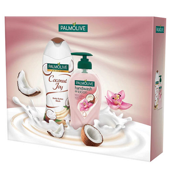 Palmolive Gourmet Coconut Joy sprchový gel 250 ml + Orchid & Coconut Milk Handwash + Lotion tekuté mýdlo s dávkovačem 250 ml, kosmetická sada