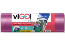 viGo! Worki na odpady z LDPE, fioletowe, 27 µ, 120 litrów 70 x 100 cm 10 sztuk