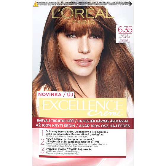 Loreal Paris Excellence Creme barva na vlasy 6.35 Světlá jantarová