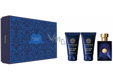 Versace Dylan Blue toaletní voda pro muže 50 ml + sprchový gel 50 ml + balzám po holení 50 ml, dárková sada