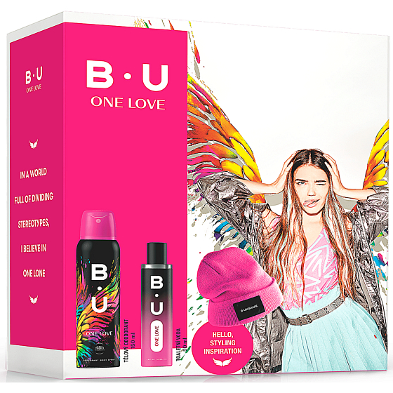 B.U. One Love woda toaletowa 50 ml + dezodorant w sprayu 150 ml + czapka, zestaw kosmetyczny dla kobiet