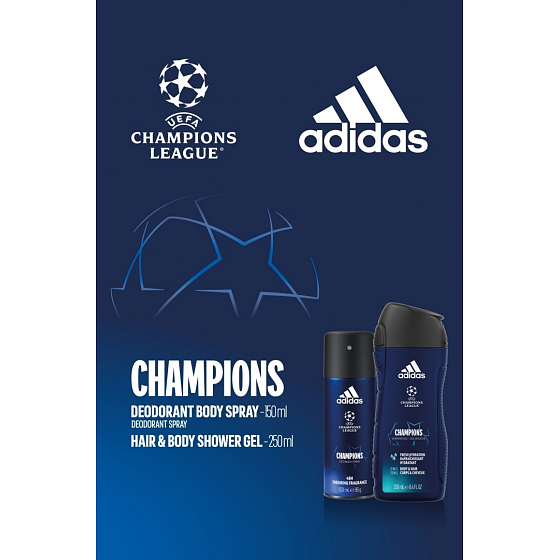 Adidas UEFA Champions League Edition VIII deodorant sprej 150 ml + sprchový gel 250 ml, kosmetická sada pro muže