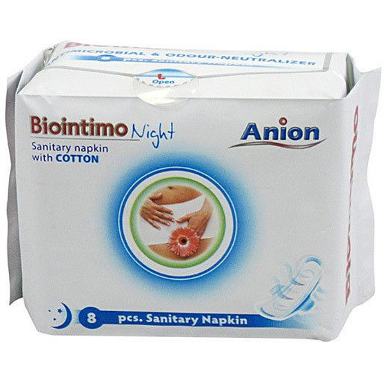 Biointimo Night Anion nocne wkładki higieniczne 8 sztuk