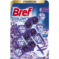 Bref WC Purple Aktiv Lawendowy, WC blok w kuleczkach, zapach lawendy, 3 x 50 g