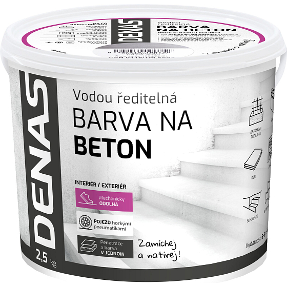 DENAS NA BETON farba nawierzchniowa na beton, 0905 szary antypoślizgowy, 2,5 kg