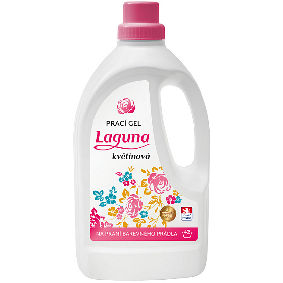 Laguna Květinová prací gel s vůní květů růže a jasmínu doplněnou tóny santalového dřeva na praní barevného prádla 42 praní 1,5 l