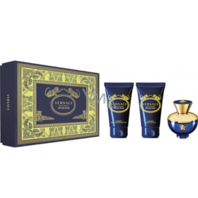 Versace Dylan Blue pour Femme parfémovaná voda pro ženy 50 ml + sprchový gel pro ženy 50 ml + tělové mléko 50 ml, dárková sada
