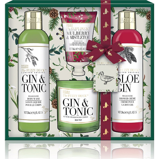 Baylis & Harding Moruše, Jmelí a Brusinka mycí gel 250 ml + sprchový krém 250 ml + krém na ruce 30 ml + vonná svíčka 60 g, kosmetická sada