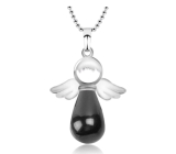 Onyx Czarny Anioł naturalny kamień 4,2 x 3 cm, kamień życiowej siły