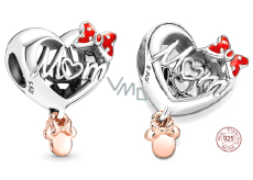 Zawieszka ze srebra próby 925 Disney Minnie Mouse Mom - Mama, koralik do bransoletki