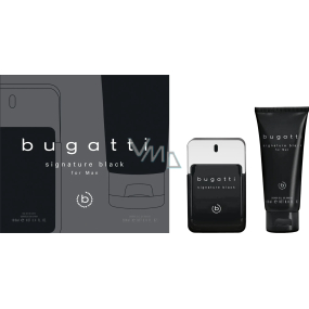 Bugatti Signature Black woda toaletowa 100 ml + żel pod prysznic 200 ml, zestaw prezentowy dla mężczyzn