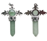 Chalcedon krzyż ze stopu i naturalnego kamienia 5,3 x 3,7 x 12 mm, kamień miłości i radości