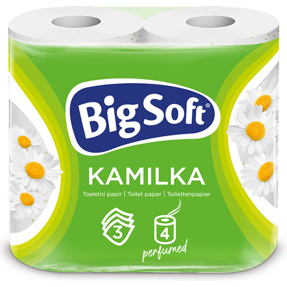 Big Soft Kamilka 3-warstwowy papier toaletowy, 4 rolki, 16,8 m rolka