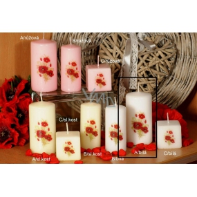 Lima Vlčí mák vonná svíčka bílá s obtiskem válec 50 x 100 mm 1 kus