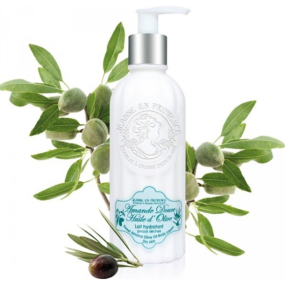 Jeanne en Provence Amande Douce Sladké mandle a olivy tělové mléko dávkovač 250 ml