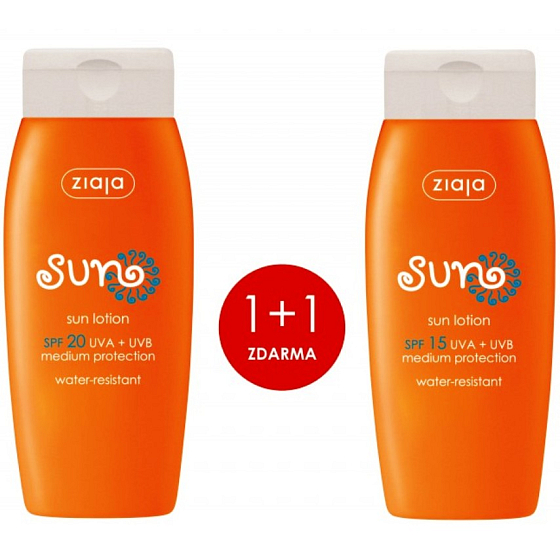 Ziaja Sopot Sun SPF 20 voděodolmé mléko na opalování 150 ml + Sopot Sun SPF 15 voděodolné mléko na opalování 150 ml, duopack