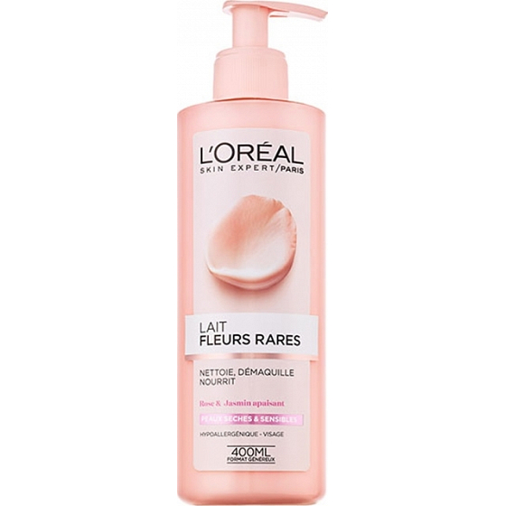 Loreal Paris Fleurs Rares Lait Démaquillant odličovací mléko s výtažky vzácných květů pro suchou a citlivou pleť 400 ml