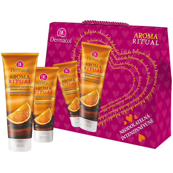 Dermacol Aroma Ritual Belgická čokoláda a pomeranč sprchový gel 250 ml + krém na ruce 100 ml, kosmetická sada