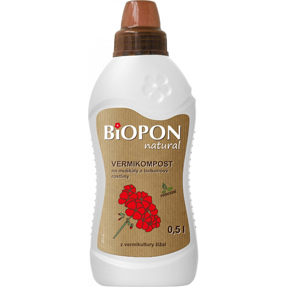 Bopon Natural vermikompost na muškáty a balkonové rostliny tekuté hnojivo 500 ml