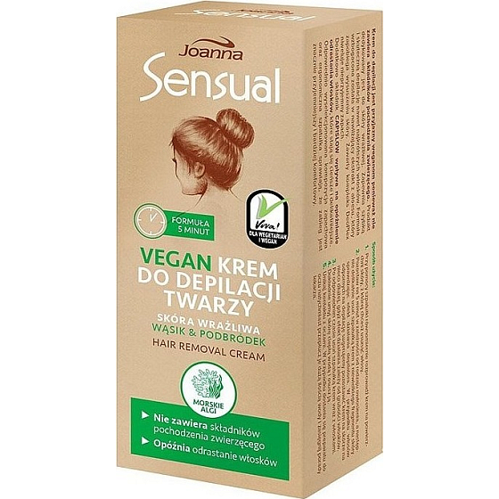 Joanna Sensual Vegan Aloe depilacyjny 3-minutowy krem do twarzy dla wrażliwej skóry 20 g