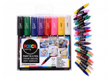 Posca Uniwersalny zestaw markerów akrylowych 0,7 - 1 mm Kolory podstawowe 8 sztuk PC-1M