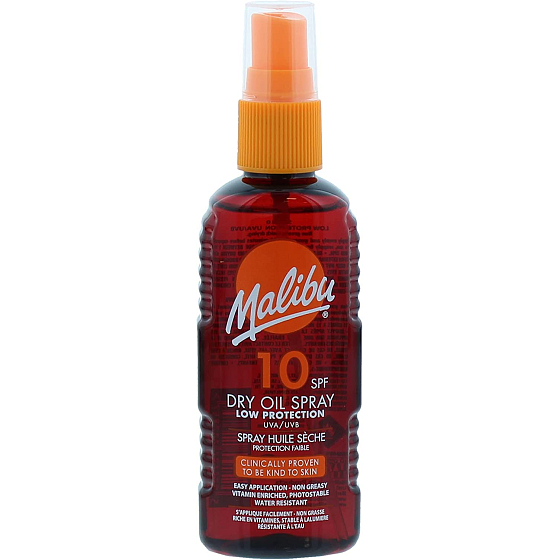Malibu Dry Oil Spray SPF10 suchý olej na opalování 100 ml