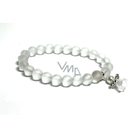 Kryształ górski + Anioł odpinany zawieszka, bransoletka elastyczna naturalny kamień, kuleczka 8 mm / 16 - 17 cm, kamień kamień Kryształ górski + Anioł odpinany zawieszka, bransoletka elastyczna naturalny kamień, kuleczka 8 mm / 16 - 17 cm, kamień kamień