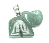Zielony awenturyn słoń figurka naturalny kamień, ręcznie szlifowana figurka 1,8 x 2,5 x 8 mm, kamień szczęścia