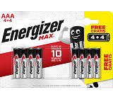 Energizer Max AAA mikrotužková baterie, 4 szt. + 4 szt. gratis