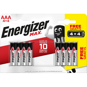 Energizer Max AAA mikrotužková baterie, 4 szt. + 4 szt. gratis