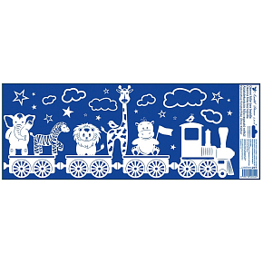Okienna folia bożonarodzeniowa Pociąg z efektem śniegu Zwięrzęta 60 x 22,5 cm