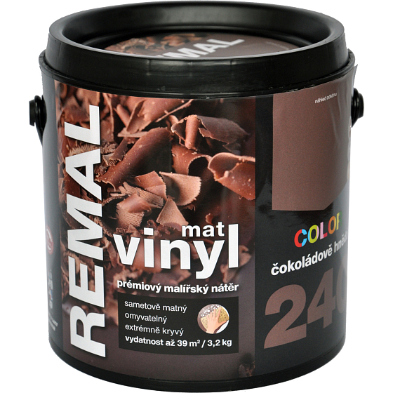 REMAL Vinyl Color mat farba zmywalna na ścianę, 240 czekoladowy brązowy, 3,2 kg