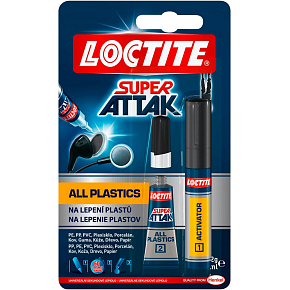 Loctite Super Attak Ultra Plastik klej sekundowy 2g + aktywator, 4 ml