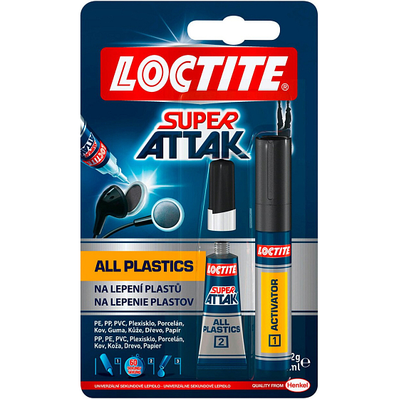 Loctite Super Attak Ultra Plastik klej natychmiastowy 2g + aktywator 4 ml