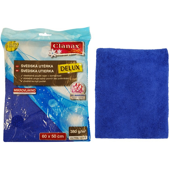Clanax szwedzka ściereczka Delux 60 × 50 cm, 380 g, niebieska