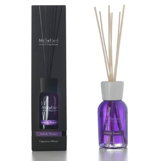 Millefiori Milano Natural Melody Flowers - Akordy květin Difuzér 100 ml + 7 stébel v délce 25 cm do menších prostor vydrží 5-6 týdnů