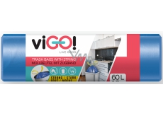 viGO! Worki na śmieci do kosza z funkcją zasuwania, 13 µ, 60 litrów 60 x 70 cm 13µ 10 sztuk