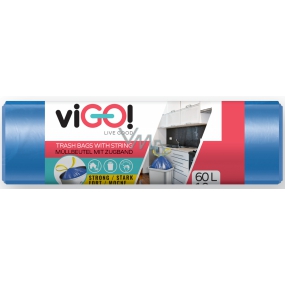 viGO! Worki na śmieci do kosza z funkcją zasuwania, 13 µ, 60 litrów 60 x 70 cm 13µ 10 sztuk