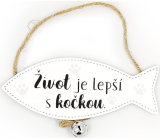 Nekupto Mazlící Drewniana tabliczka życie jest lepsze z kotem 20 x 10,5 x 2,5 cm