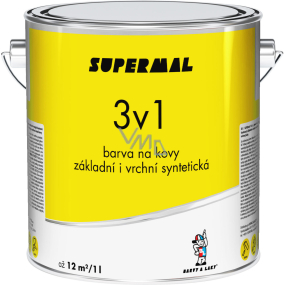 Supermal 3w1 S2177 0131 szara górna farba syntetyczna do metali, 2,5 l