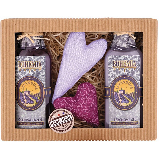 Bohemia Gifts Lavender sprchový gel 100 ml + olejová lázeň 100 ml + 2x patchwork, kosmetická sada