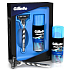 Gillette Mach3 holicí strojek + náhradní hlavice 1 kus + gel na holení 75 ml kosmetická sada, pro muže