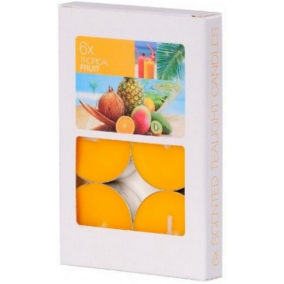 Bolsius Aromatic Tropical Fruit - Tropické ovoce vonné čajové svíčky 6 kusů, doba hoření 4 hodiny