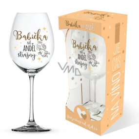 Nekupto Jest Czas na kieliszek do wina z nadrukiem Babcia, nasz anioł stróż 440 ml